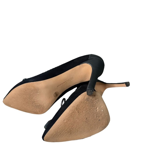 BCBGeneration | Black Suede and Leather Tassel Bow Front Pointed Pumps Size 6.5 - Picture 10 of 11